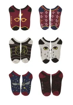 6 Pack Of Harry Potter Maroon Ankle Socks For Women