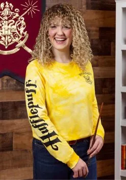 Cakeworthy Hufflepuff Tie Dye Long Sleeve Adult T-Shirt