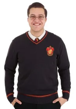 Gryffindor Uniform Harry Potter Sweater For Adults -Harry Potter Gifts Shop adult gryffindor uniform harry potter sweater alt 2 upd