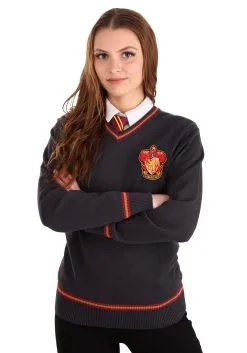 Gryffindor Uniform Harry Potter Sweater For Adults -Harry Potter Gifts Shop adult gryffindor uniform harry potter sweater alt 3 upd