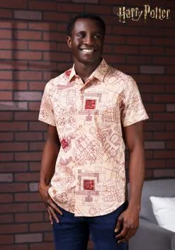 Adult Marauders Map Harry Potter Button Up Shirt