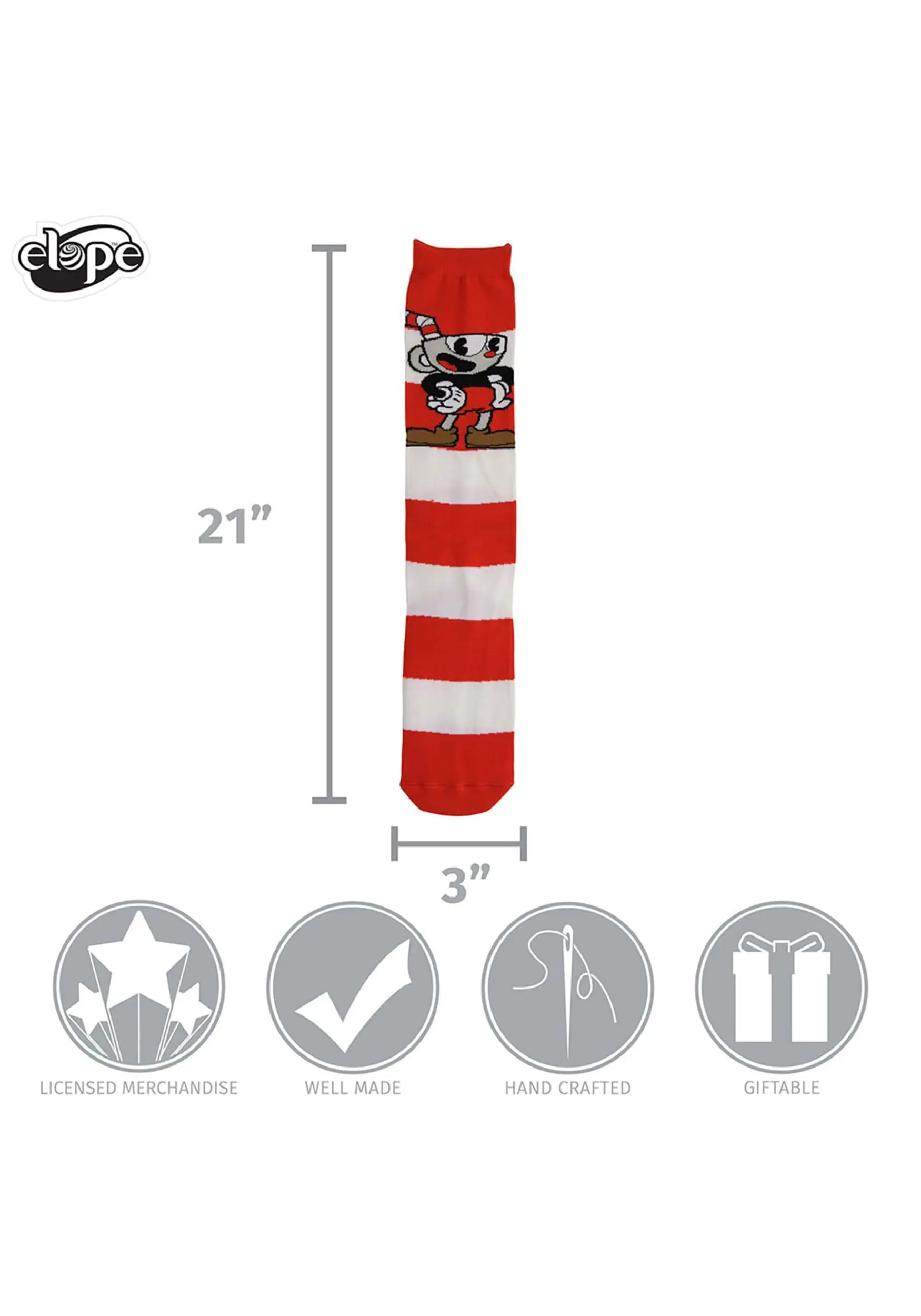 Cuphead & Mugman Striped Knee High Socks 5 Cuphead & Mugman Striped Knee High Socks - Image 3