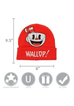 Cuphead Printed Foldup Knit Beanie 9 Cuphead Printed Foldup Knit Beanie -Harry Potter Gifts Shop cuphead printed foldup knit beanie alt 3