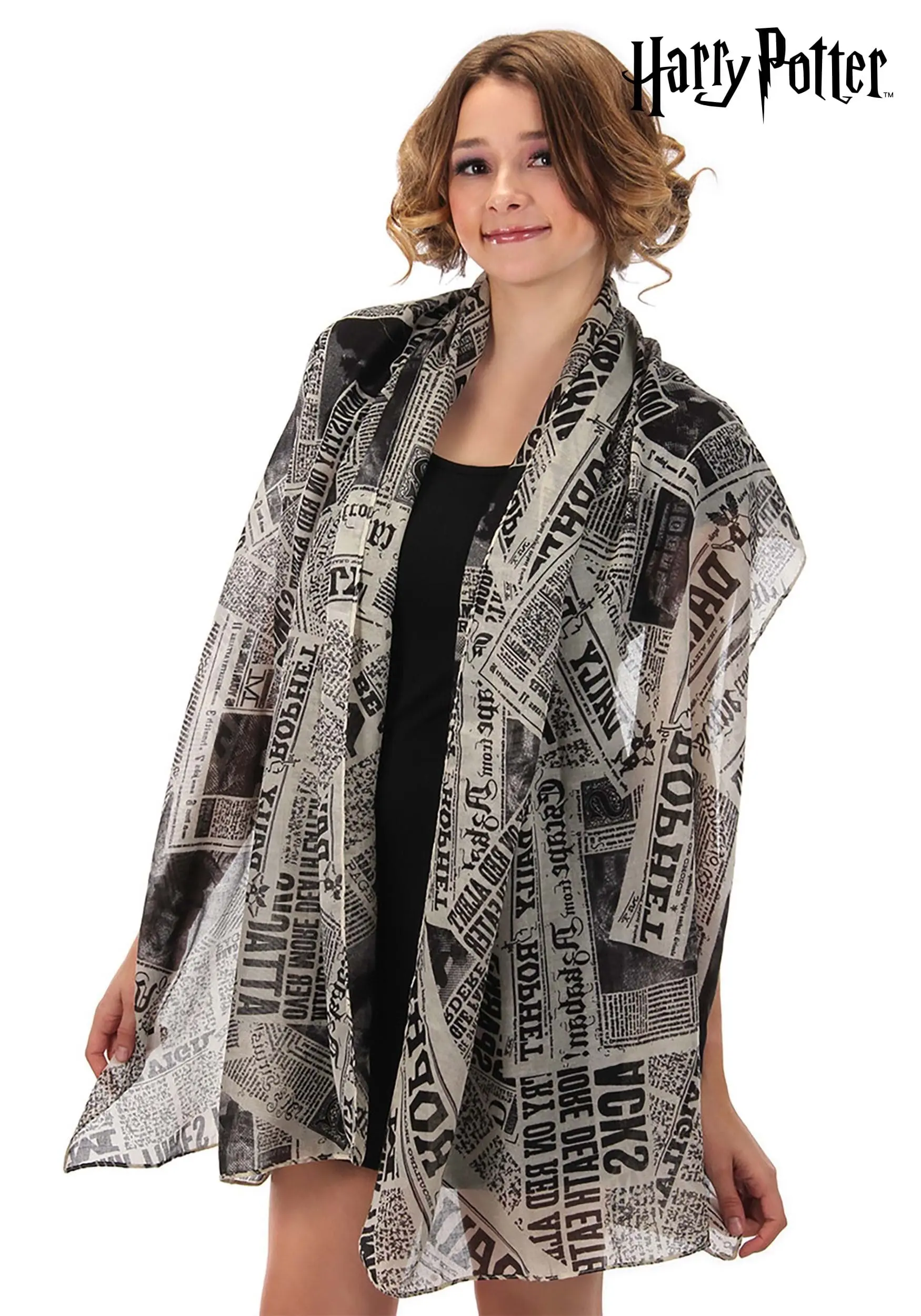 Daily Prophet Newspaper Print Lightweight Scarf 3 Daily Prophet Newspaper Print Lightweight Scarf