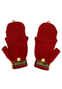 Harry Potter Gryffindor Beanie & Fingerless Gloves With Mitten Flap Set 7 Harry Potter Gryffindor Beanie & Fingerless Gloves With Mitten Flap Set -Harry Potter Gifts Shop harry potter gryffindor beanie and fingerless gloves set 2
