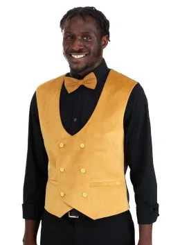 Harry Potter Hufflepuff Deluxe Men's Vest 15 Harry Potter Hufflepuff Deluxe Men's Vest -Harry Potter Gifts Shop harry potter hufflepuff velvet vest alt 6
