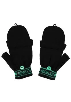 Harry Potter Slytherin Beanie & Fingerless Gloves With Mitten Flap Set -Harry Potter Gifts Shop harry potter slytherin beanie fingerless gloves set 3