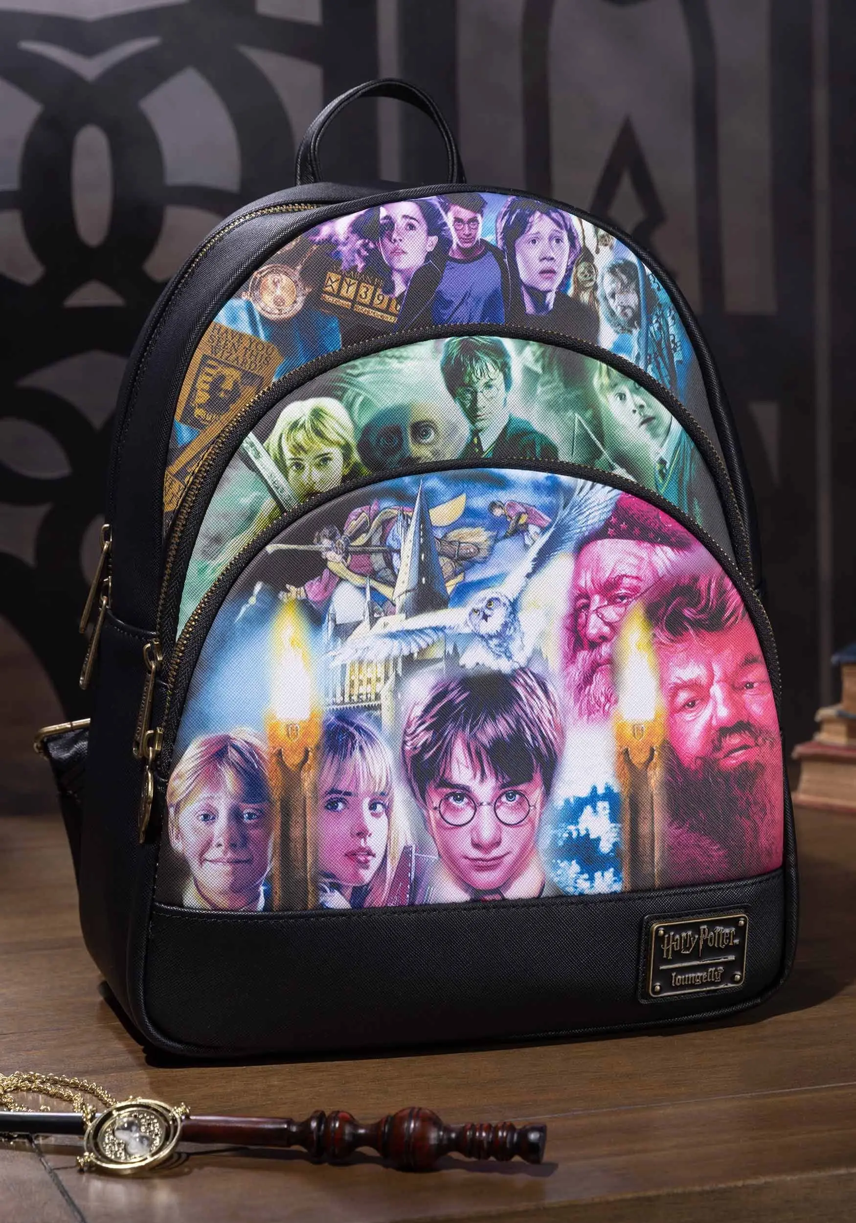 Harry Potter Trilogy Triple Pocket Mini Backpack By Loungefly 3 Harry Potter Trilogy Triple Pocket Mini Backpack By Loungefly