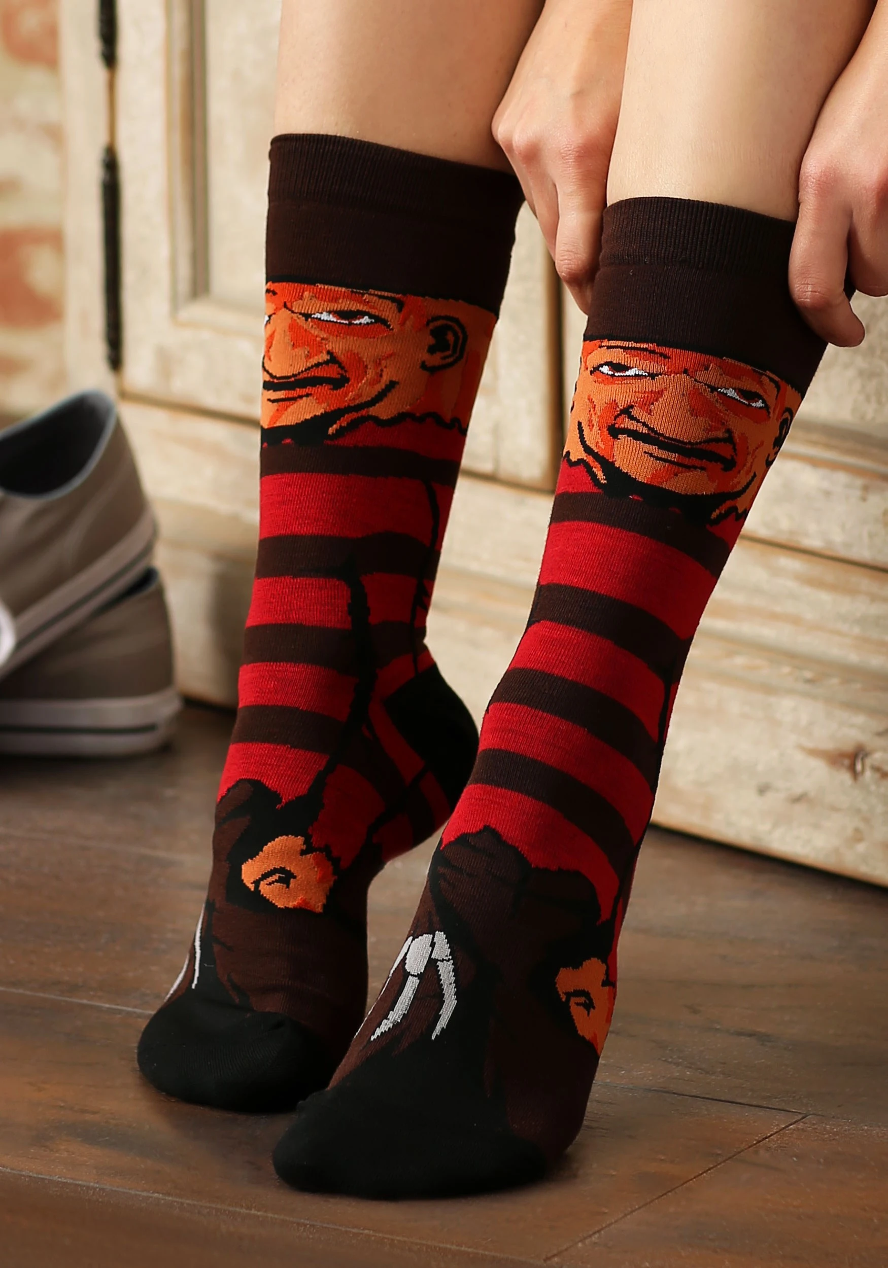Adult Nightmare On Elm Street Freddy Krueger Sublimated Socks Unisex 3 Adult Nightmare On Elm Street Freddy Krueger Sublimated Socks Unisex