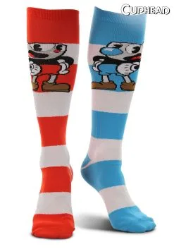 Cuphead & Mugman Striped Knee High Socks