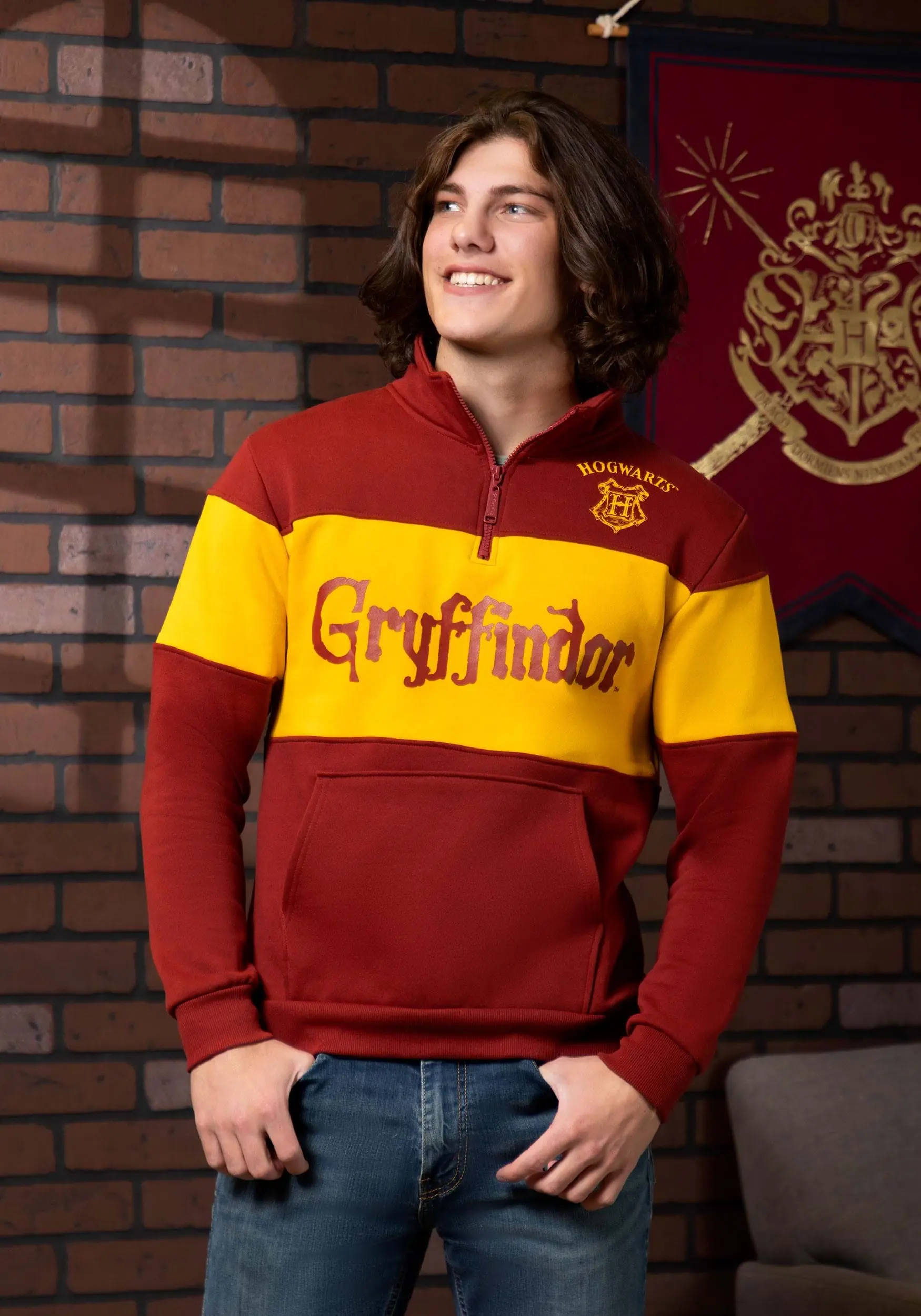 Cakeworthy Gryffindor 1/4 Zip Sweater For Adults 8 Cakeworthy Gryffindor 1/4 Zip Sweater For Adults - Image 6