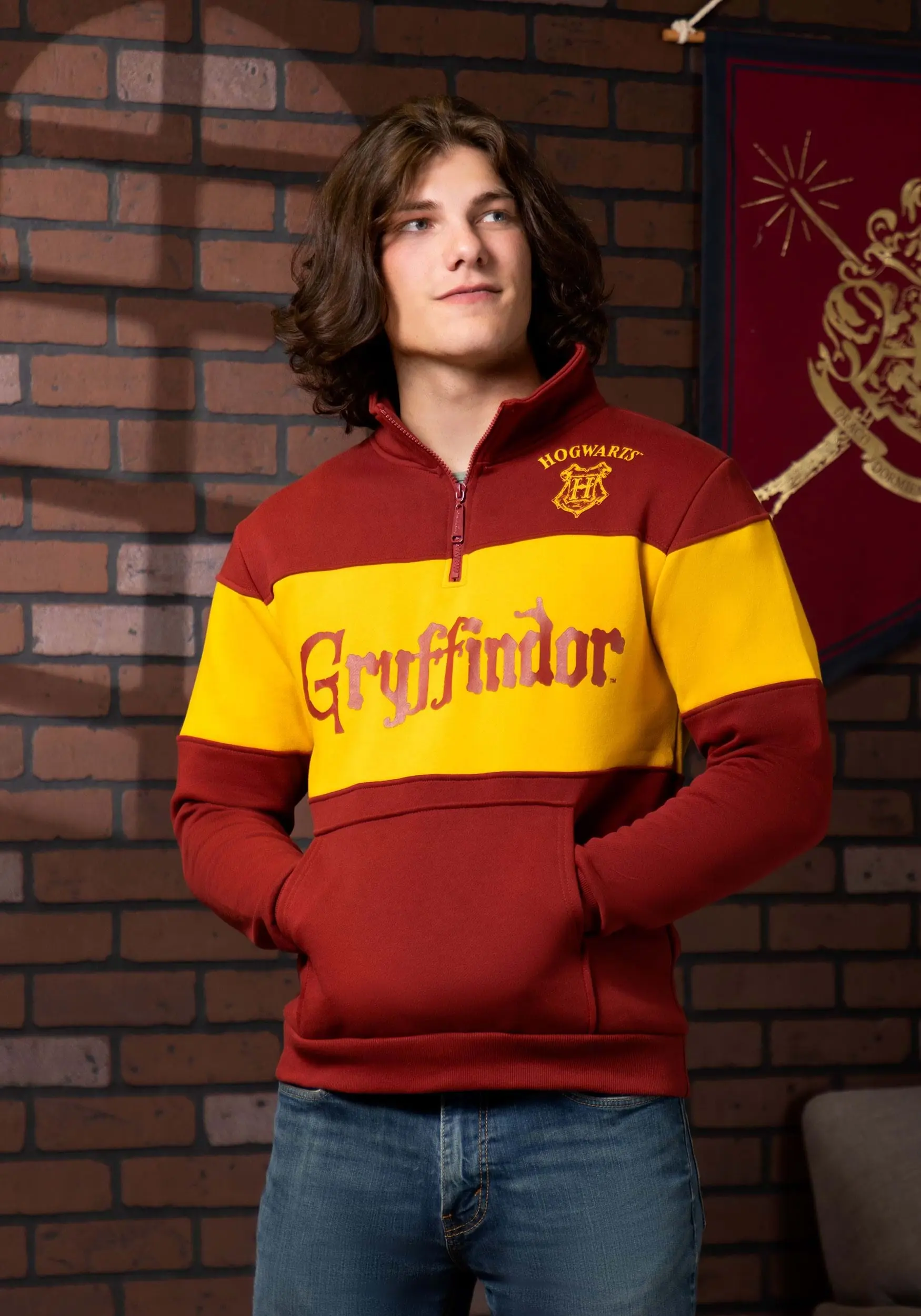 Cakeworthy Gryffindor 1/4 Zip Sweater For Adults 9 Cakeworthy Gryffindor 1/4 Zip Sweater For Adults - Image 7