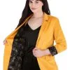 Harry Potter Hufflepuff Blazer For Women 1 Harry Potter Hufflepuff Blazer For Women -Harry Potter Gifts Shop womens harry potter hufflepuff blazer